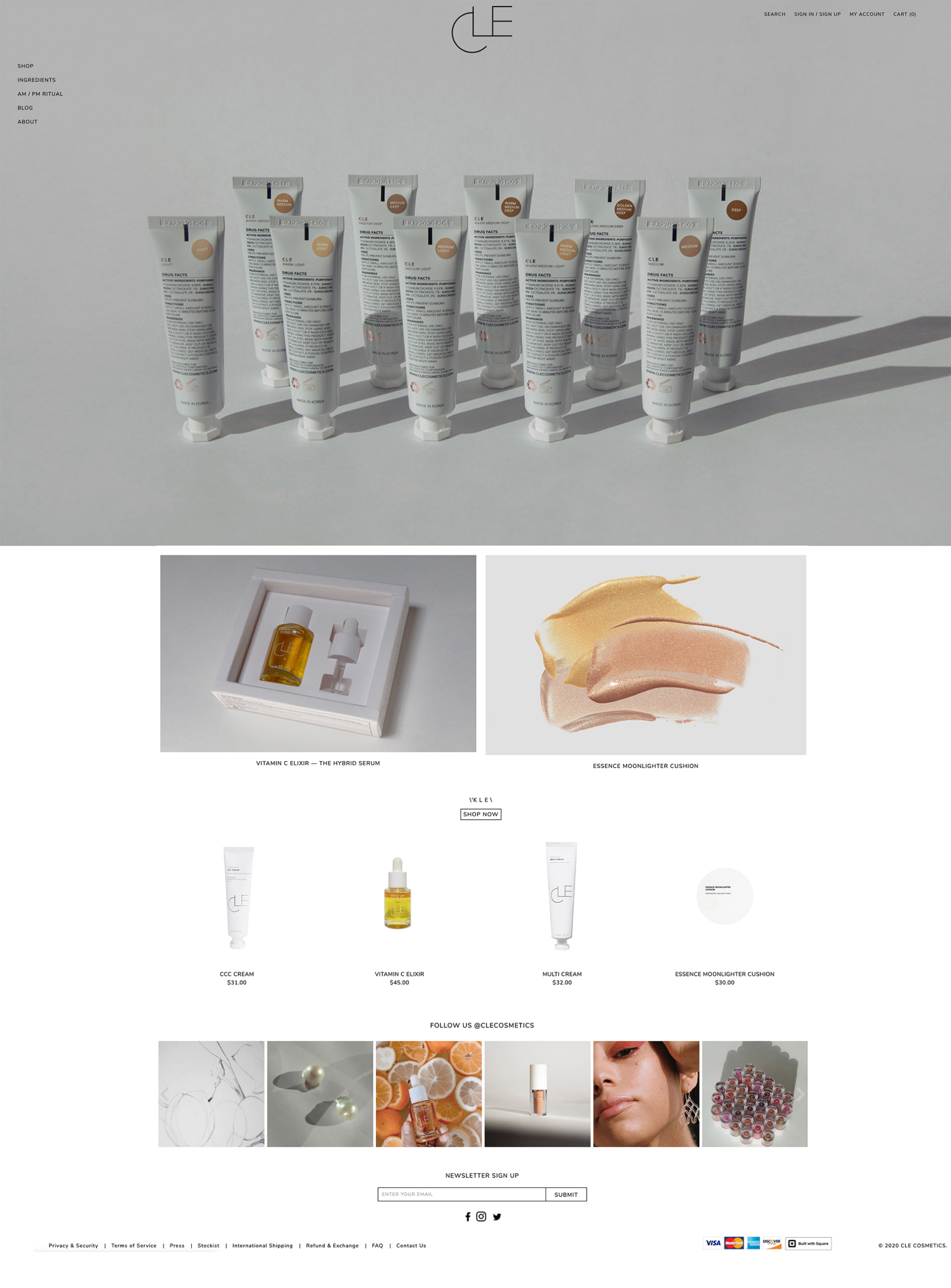 cle cosmetics ui design