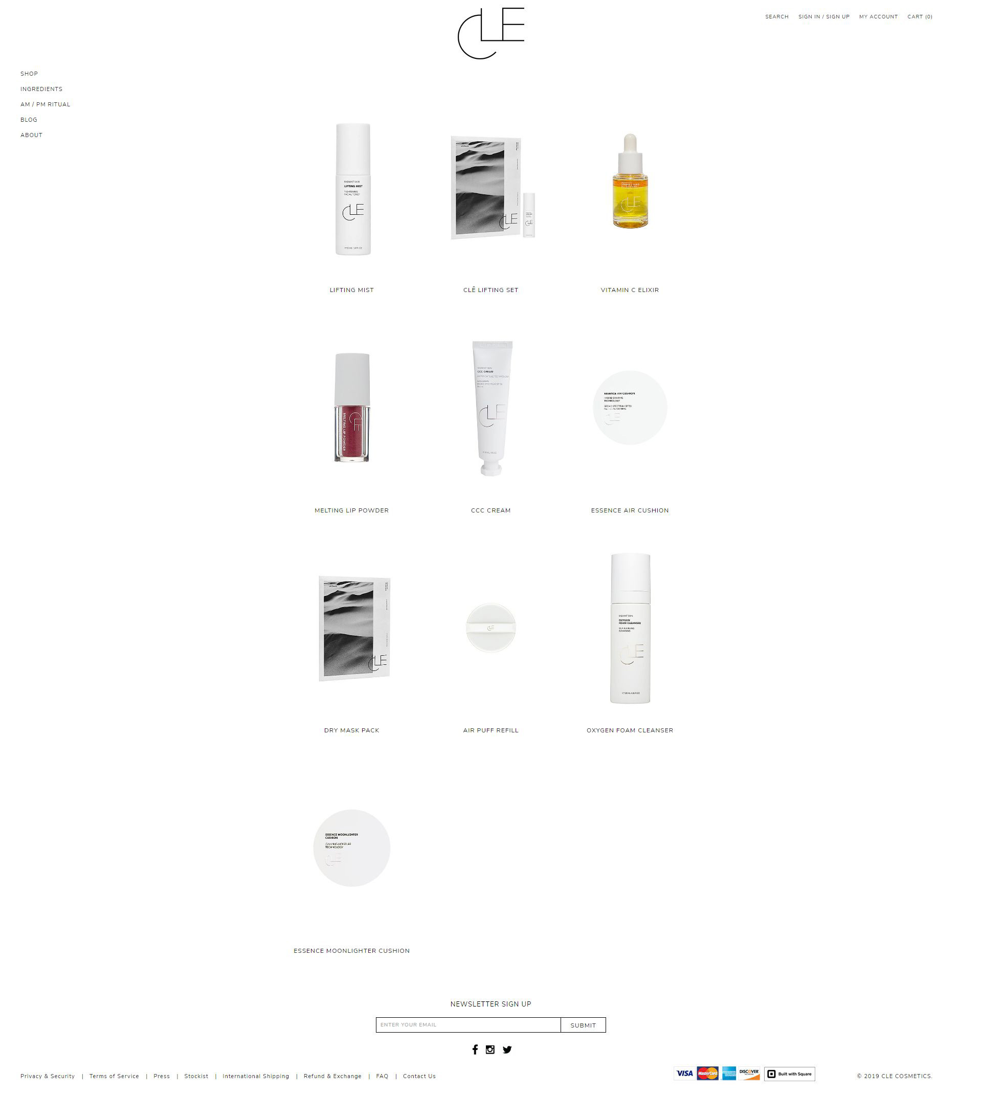 ui design for cle cosmetics