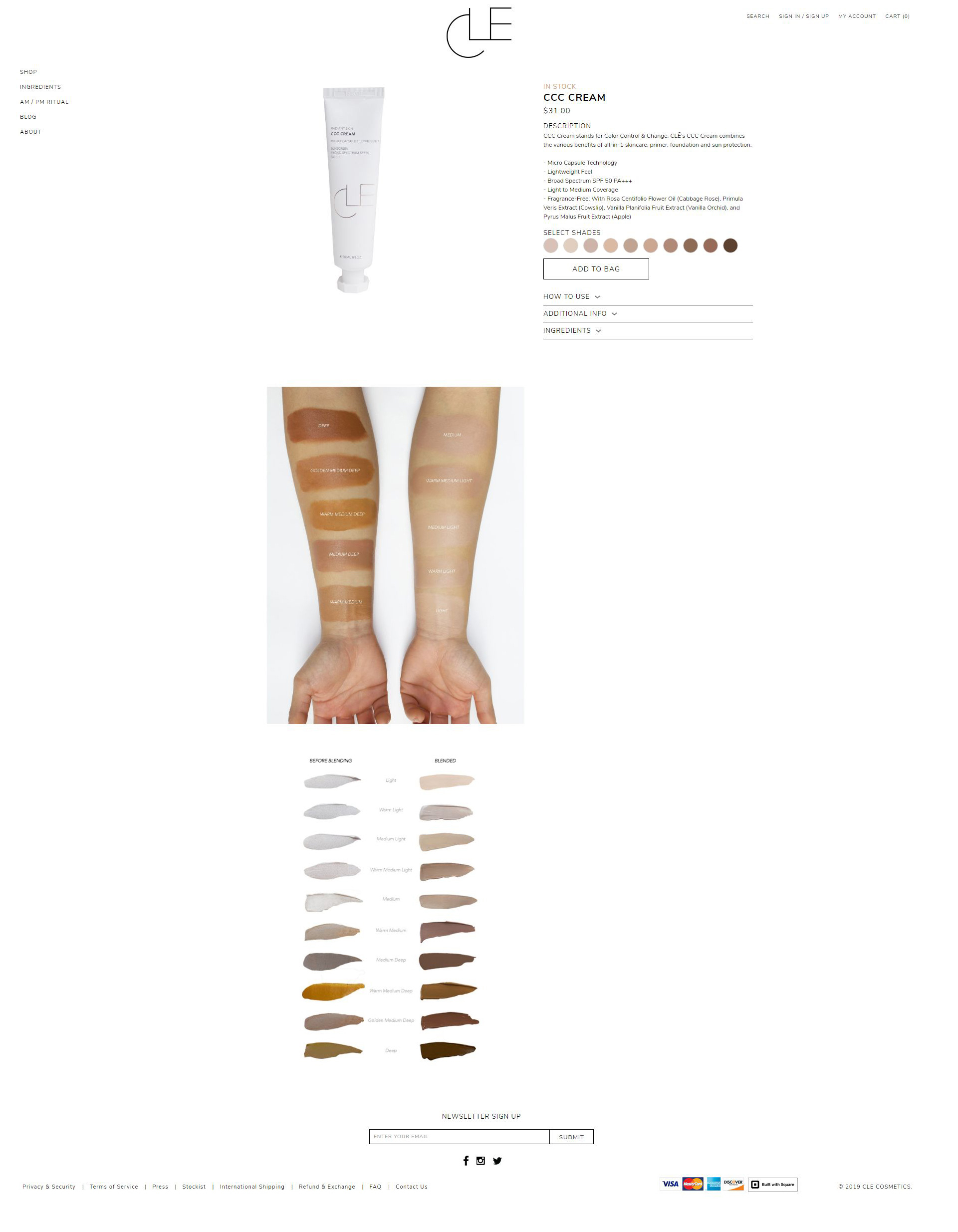 ui design for cle cosmetics